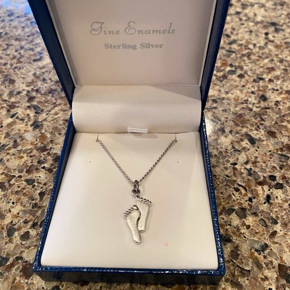 Sterling Silver Feet Necklace